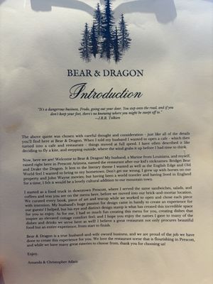 Menu photo 1 Bear & Dragon Prescott, AZ Menu photo 1 Bear & Dragon Prescott, AZ