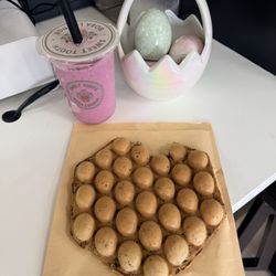 Strawberry bubble waffle and mixed berry smoothie- my delicious treat