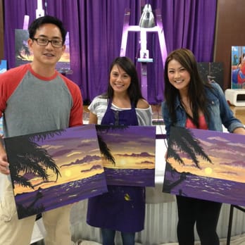 Purple Easel - Our teacher with our paintings - Paint & Sip Near Me - Ontario, California Purple Easel - Our teacher with our paintings - Paint & Sip Near Me - Ontario, California