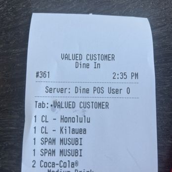 Hawaiian Bros - Receipt - Hawaiian Near Me - Las Vegas, Nevada