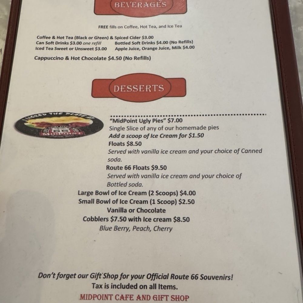 Midpoint Cafe And Gift Shop - Menu - Cafes Near Me - Adrian, Texas Midpoint Cafe And Gift Shop - Menu - Cafes Near Me - Adrian, Texas