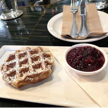Medina Cafe - Liège waffle with mixed berry compote - Breakfast & Brunch Near Me - Vancouver, British Columbia