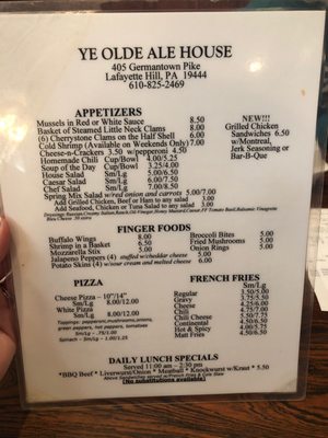 Menu photo 4 Ye Olde Ale House Lafayette Hill, PA Menu photo 4 Ye Olde Ale House Lafayette Hill, PA
