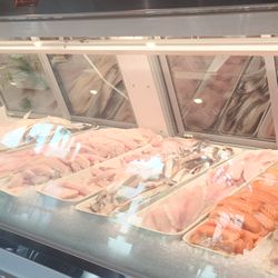 Fishbone Seafood Woodland Hills - Fresh Red Snapper, Catfish, Salmon, Tilapia, Whiting, Cat Steaks, Sole, Trout, & Orange Roughy. Which one would you like?