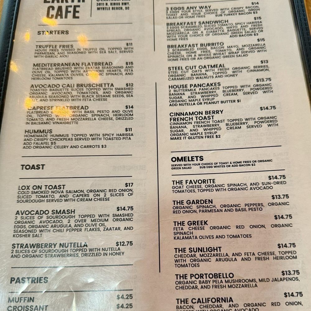 Earth Cafe - Menu - Cafes Near Me - Myrtle Beach, South Carolina Earth Cafe - Menu - Cafes Near Me - Myrtle Beach, South Carolina