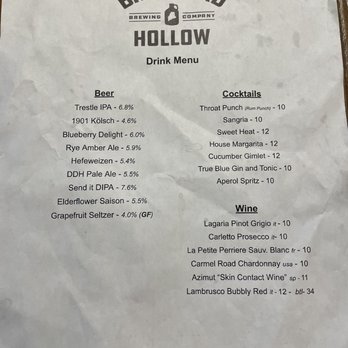 Brickyard Hollow Brewing - Drink menu - Pizza Near Me - New Gloucester, Maine
