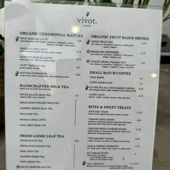 Vivot Craft Cafe - October 23,2024 Menu - Bubble Tea Near Me - Fullerton, California