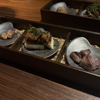 TBD - Offal Set (left to right) - Heart, Liver, and Gizzard - Izakaya Near Me - San Francisco, California TBD - Offal Set (left to right) - Heart, Liver, and Gizzard - Izakaya Near Me - San Francisco, California