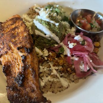 BJ's Restaurant & Brewhouse - BJ's Brewhouse Bowl with Blackened Salmon. - New American Near Me - Orlando, Florida BJ's Restaurant & Brewhouse - BJ's Brewhouse Bowl with Blackened Salmon. - New American Near Me - Orlando, Florida