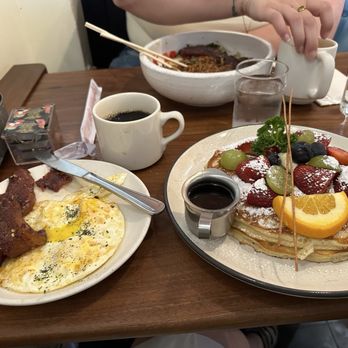 Kitchen Story - Lemon ricotta pancakes with eggs and millionaire bacon - Breakfast & Brunch Near Me - Oakland, California Kitchen Story - Lemon ricotta pancakes with eggs and millionaire bacon - Breakfast & Brunch Near Me - Oakland, California