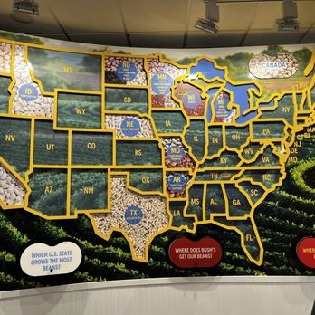Bush's Visitor Center - A map of where the picked beans are grown to produce their various products - Visitor Centers Near Me - Dandridge, Tennessee Bush's Visitor Center - A map of where the picked beans are grown to produce their various products - Visitor Centers Near Me - Dandridge, Tennessee