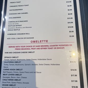 Esmeralda's Cafe - Omelette Menu - Breakfast & Brunch Near Me - Sacramento, California