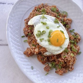 Causwells - Breakfast Jambalaya w/ rice, cajun seasoning, chicken, sausage, sunny side up egg ($19) - New American Near Me - Menlo Park, California Causwells - Breakfast Jambalaya w/ rice, cajun seasoning, chicken, sausage, sunny side up egg ($19) - New American Near Me - Menlo Park, California