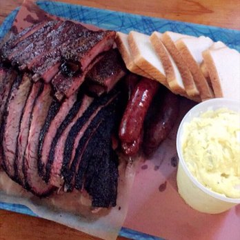Franklin Barbecue - 2 lbs of brisket, 2 lbs of coffee pork ribs, 1.5 lbs of sausage with sliced bread & a quart of potato salad. - Barbeque Near Me - Austin, Texas Franklin Barbecue - 2 lbs of brisket, 2 lbs of coffee pork ribs, 1.5 lbs of sausage with sliced bread & a quart of potato salad. - Barbeque Near Me - Austin, Texas