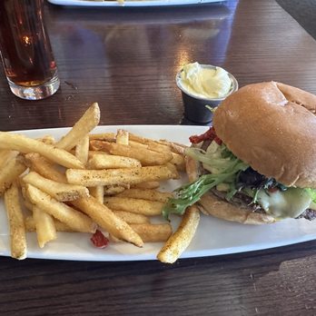 Dillon Dam Brewery - Lamb burger and fries - American Near Me - Dillon, Colorado