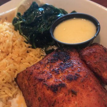 Mr Big Fish - This lemon butter is amazing. Salmon was the best ever! Large portions of spinach, eating healthy. Clam chowder was meaty and hearty. - Seafood Near Me - Naples, Florida