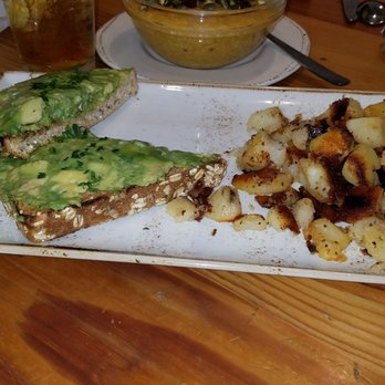 First Watch - Avocado toast, seasoned potatoes, pumpkin spice oats and lightly sweetened iced green tea - Breakfast & Brunch Near Me - Boca Raton, Florida First Watch - Avocado toast, seasoned potatoes, pumpkin spice oats and lightly sweetened iced green tea - Breakfast & Brunch Near Me - Boca Raton, Florida