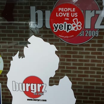 Burgrz - Yelp sticker on front window - Burgers Near Me - Rochester Hills, Michigan Burgrz - Yelp sticker on front window - Burgers Near Me - Rochester Hills, Michigan