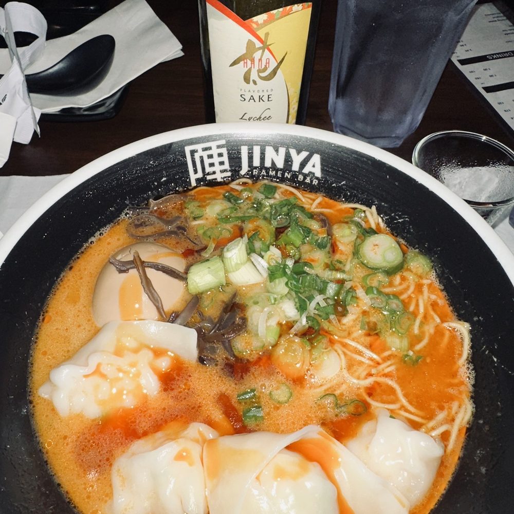 JINYA Ramen Bar - Katy - Lychee sake & shrimp wonton ramen with thin noodles - Ramen Near Me - Katy, Texas