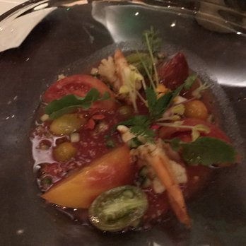 Barton G - Tomato and seafood salad - New American Near Me - Miami Beach, Florida
