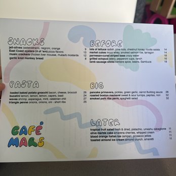 Cafe Mars - Menu - Italian Near Me - Brooklyn, New York