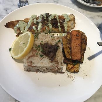 Epice - sayadeya fishplate with barramundi and grilled veggies/ rice pilaf - Lebanese Near Me - Nashville, Tennessee Epice - sayadeya fishplate with barramundi and grilled veggies/ rice pilaf - Lebanese Near Me - Nashville, Tennessee