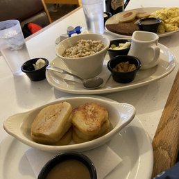 Gravy. Dumplings. Oats. Czech breakfast.