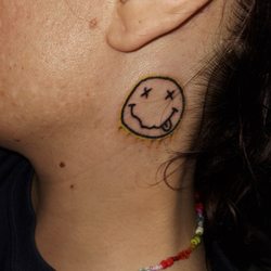 Gold Leaf Tattoo - Nirvana logo face
