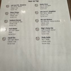 Entropy Brewing - August 2024 draft menu