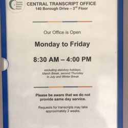 Toronto District School Board - Central Transcript Office - 3rd Floor