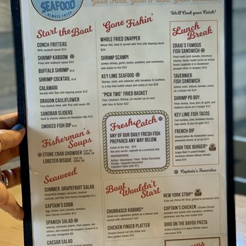 Captain Craig's Restaurant - Food menu - Seafood Near Me - Tavernier, Florida