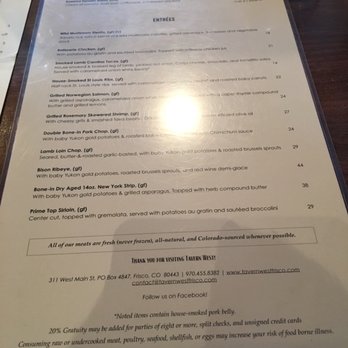 Tavern West - Entrees - New American Near Me - Frisco, Colorado Tavern West - Entrees - New American Near Me - Frisco, Colorado
