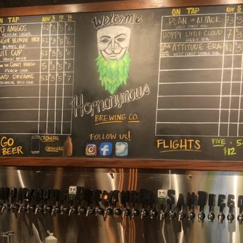 Hopnonymous Brewing - Chalkboard menu - Breweries Near Me - San Diego, California
