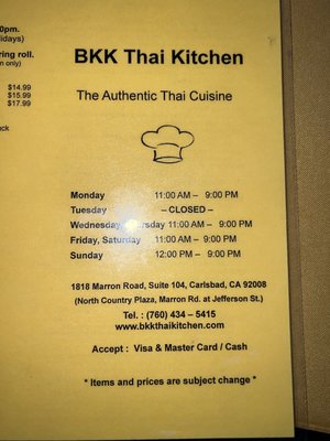 Menu photo 5 BKK Thai Kitchen Carlsbad, CA