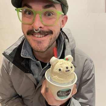 Eli's Ark - Egg Nog and Vanilla Sky gelato flavors with the top scoop made into the seasonal polar bear. - Gelato Near Me - Chicago, Illinois Eli's Ark - Egg Nog and Vanilla Sky gelato flavors with the top scoop made into the seasonal polar bear. - Gelato Near Me - Chicago, Illinois