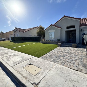 LV Synthetic Grass - Front view with new entry way and driveway extension - Artificial Turf Near Me - Las Vegas, Nevada LV Synthetic Grass - Front view with new entry way and driveway extension - Artificial Turf Near Me - Las Vegas, Nevada