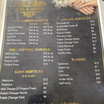 King & Queen Nails & Spa - Menu of services - Nail Salons Near Me - Phoenix, Arizona King & Queen Nails & Spa - Menu of services - Nail Salons Near Me - Phoenix, Arizona