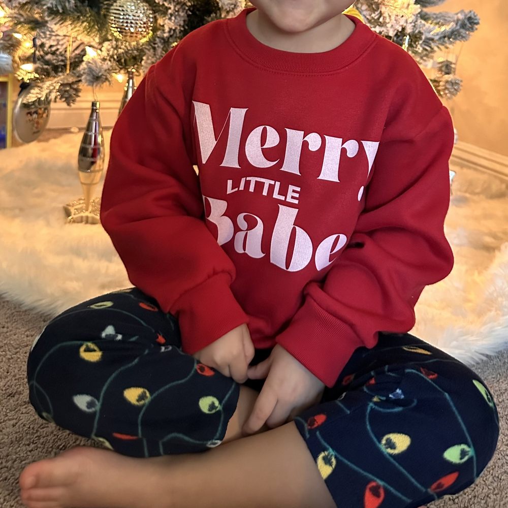 Impressions Graphics Custom Printing and Embroidery - Merry Little Babe custom sweatshirt - Printing Services Near Me - Orange, California Impressions Graphics Custom Printing and Embroidery - Merry Little Babe custom sweatshirt - Printing Services Near Me - Orange, California