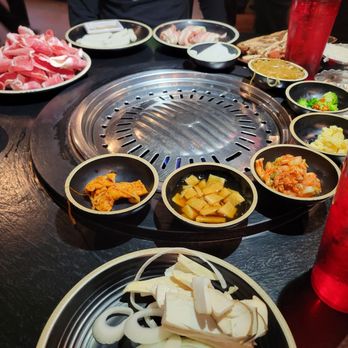 YOON Korean BBQ - Assorted sides and table grill - Korean Near Me - Carrollton, Texas