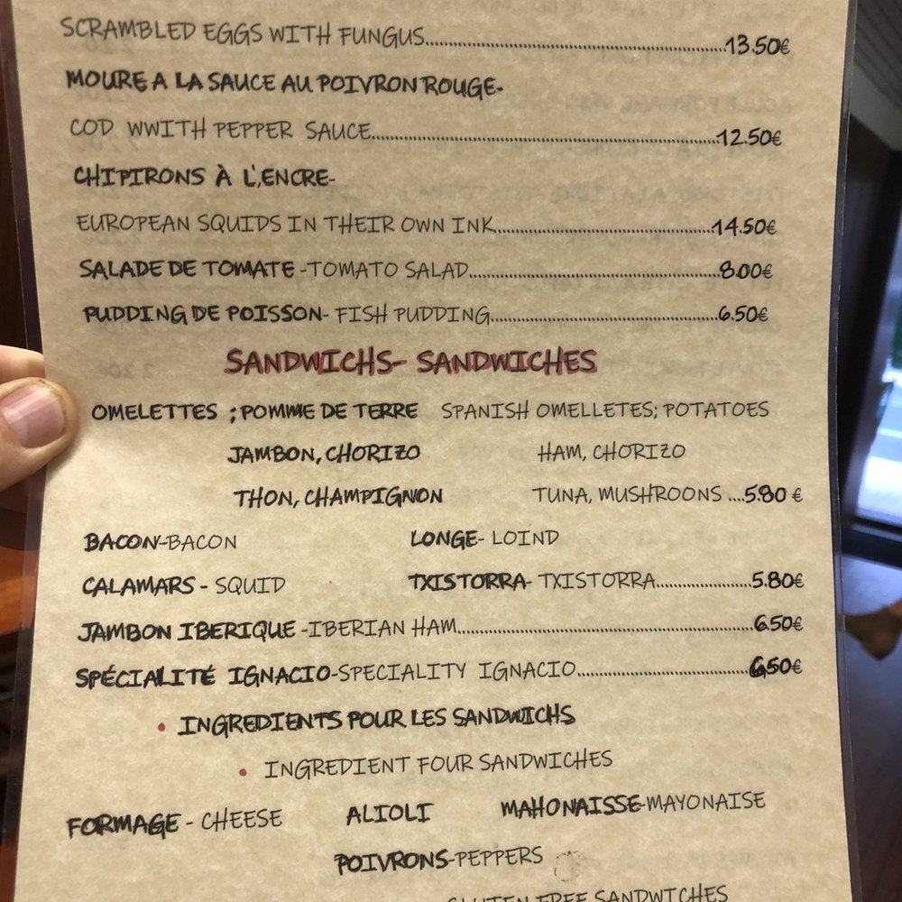 Bar Ignacio - Menu - Bars Near Me - Hondarribia, SS