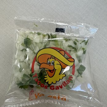 Tacos Gavilan - Prepackaged cilantro and onion - Mexican Near Me - Santa Ana, California