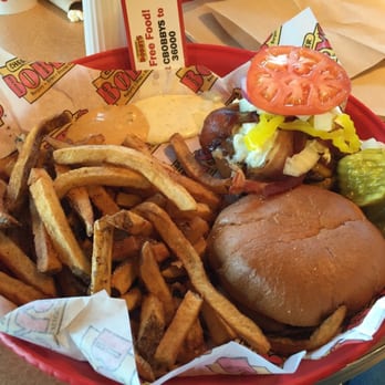 Cheeseburger Bobby's - Carolina BBQ burger with a side of fries and custom toppings from the condiments bar. - Burgers Near Me - Marietta, Georgia