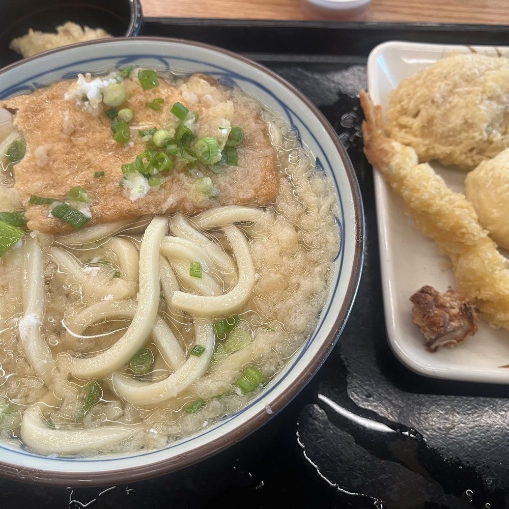 Marugame Udon - Kitsune large with onsen, and tempura - Japanese Near Me - Vancouver, British Columbia Marugame Udon - Kitsune large with onsen, and tempura - Japanese Near Me - Vancouver, British Columbia