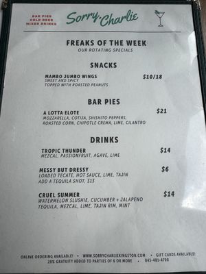 Menu photo 1 Sorry, Charlie Kingston, NY Menu photo 1 Sorry, Charlie Kingston, NY
