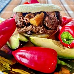 Arepas Caribbean food - Bison fajita arepa