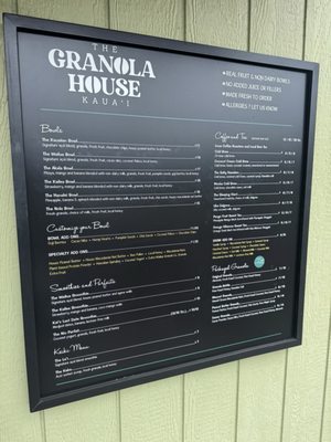 Menu photo 1 The Granola House Lihue, HI Menu photo 1 The Granola House Lihue, HI