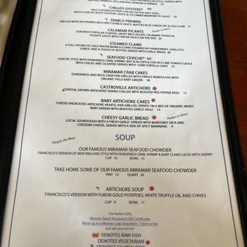 Miramar Beach Restaurant - Menu - Seafood Near Me - Half Moon Bay, California