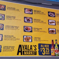 Ayala's Market - Some of the available menu items posted on the wall.