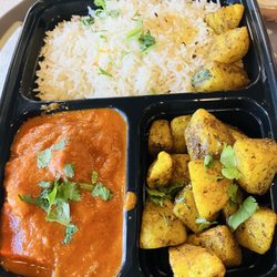 Taj Express - Lunch Chicken Tikka (boneless) with rice and potatoes