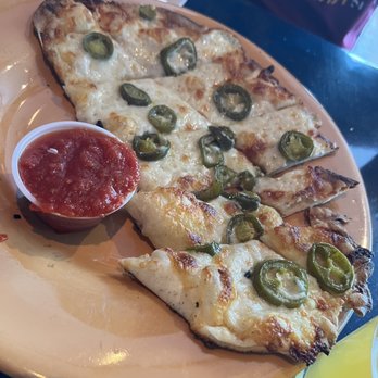 The Hopper Pub & Pizzeria - Cheese bread with Jalapeños and red sauce. Very good - Pizza Near Me - Rio Rancho, New Mexico The Hopper Pub & Pizzeria - Cheese bread with Jalapeños and red sauce. Very good - Pizza Near Me - Rio Rancho, New Mexico